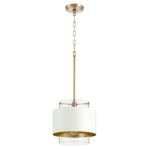 Quorum 10" Glass And Drum Pendant 1 Light