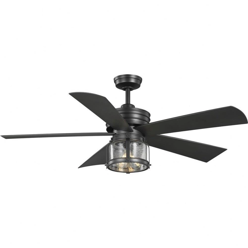 Midvale Collection 5-Blade Blistered Iron 56" AC Motor Coastal Ceiling Fan with Light Kit
