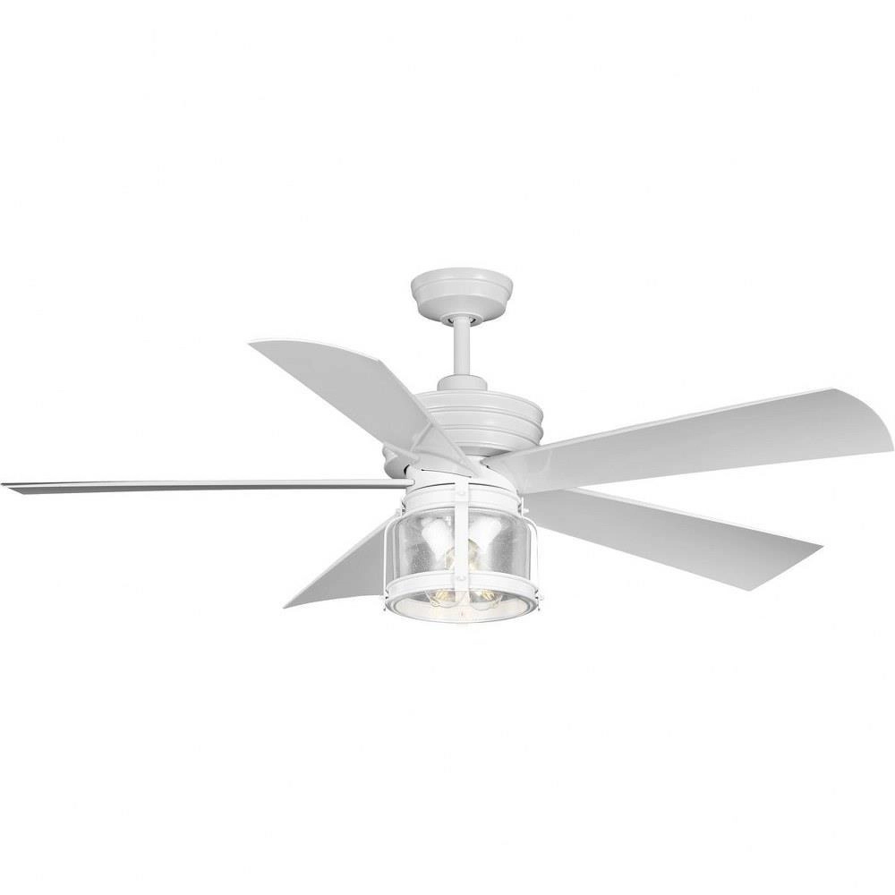 Progress Lighting Midavle Collection 56" White Damp Rated Ceiling Fan with Light Kit
