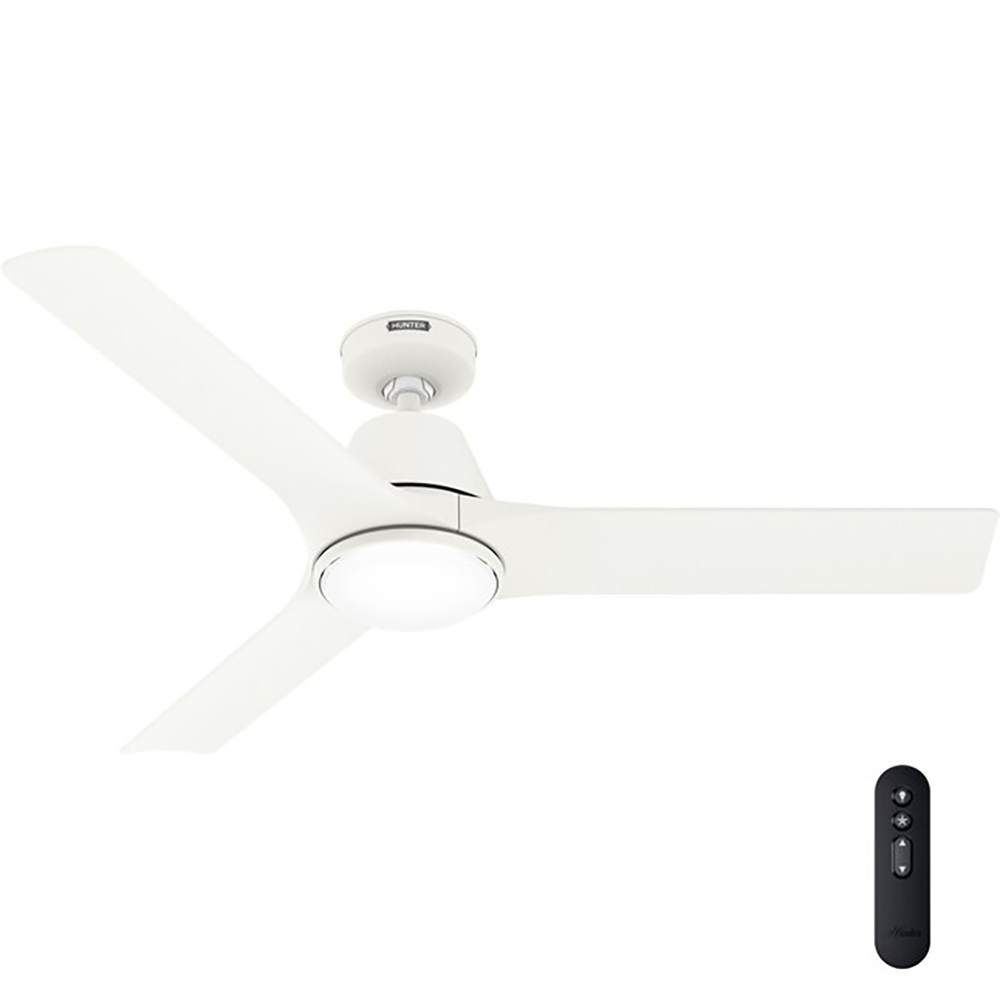 Hunter Aeronaut 52" Matte White Smart Outdoor Ceiling Fan with LED Light