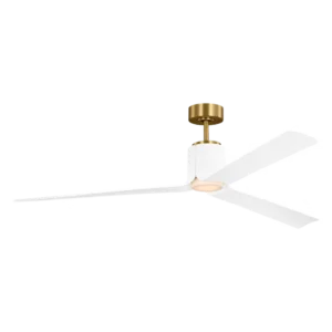 Visual Comfort Peel 66" Smart Burnished Brass Ceiling Fan with Matte White Blades and LED Light